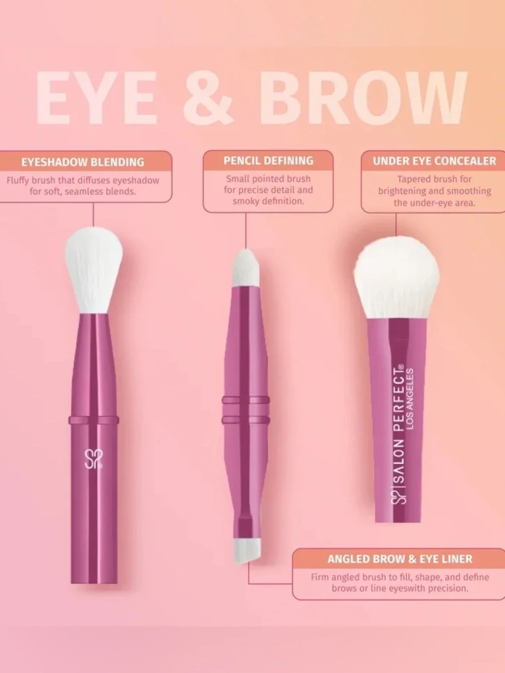 Salon Perfect 4-in-1 Viral Eye and Brow Brushes. Brand New! 4 Brushes. NEW!